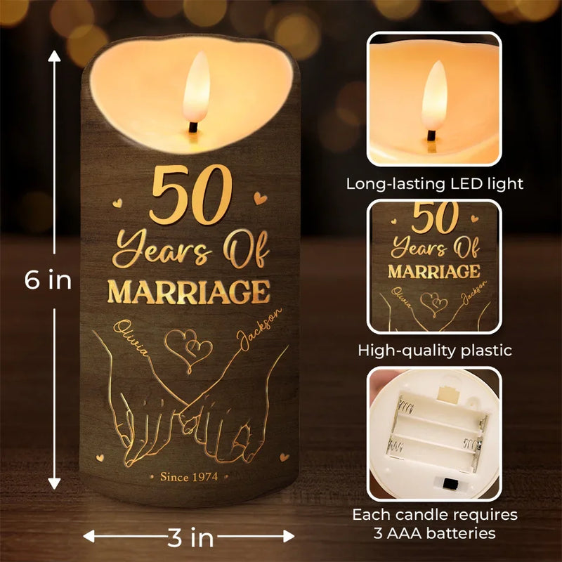 Fingers Entwined, Hearts Aligned - Couple Personalized Custom LED Candle - Christmas Gift For Husband Wife, Anniversary
