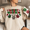 Meowy Catmas - Dog & Cat Personalized Custom Unisex Sweatshirt With Design On Sleeve - Christmas Gift For Pet Owners, Pet Lovers