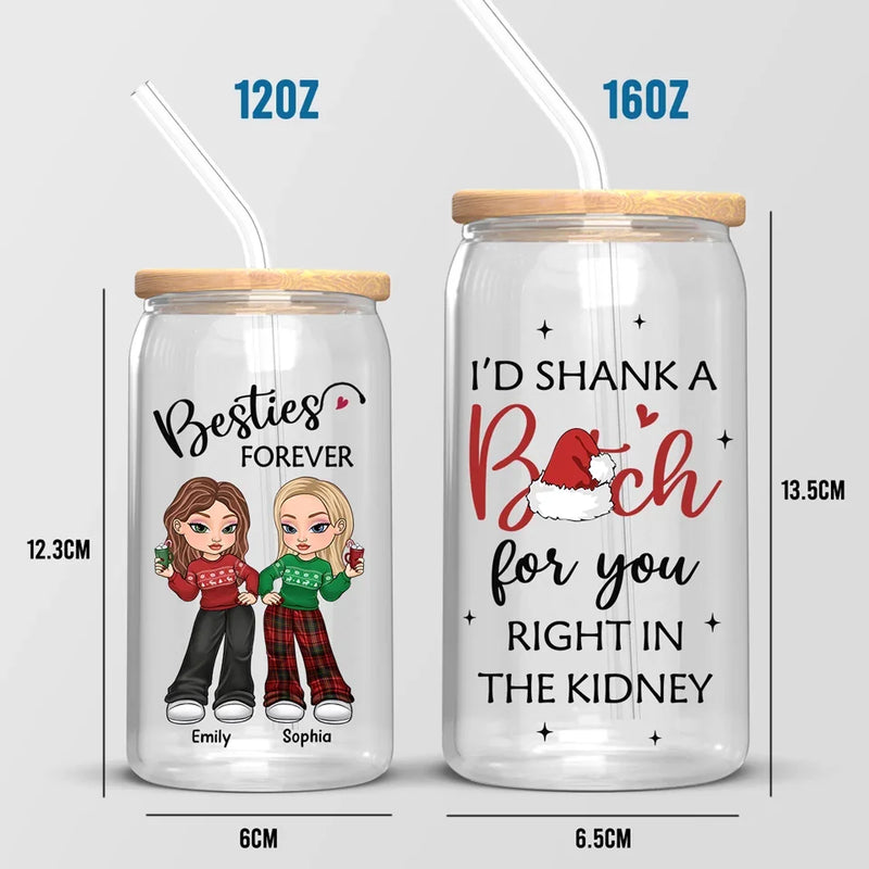 I Love My Crazy Best Friends - Bestie Personalized Custom Glass Cup, Iced Coffee Cup - Christmas Gift For Best Friends, BFF, Sisters