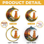 Custom Name Dog Moon and Floral Garden Decor - Personalized Suncatcher Ornament