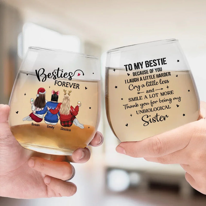 Our Friendship Is Endless - Bestie Personalized Custom Wine Glass - Gift For Best Friends, BFF, Sisters