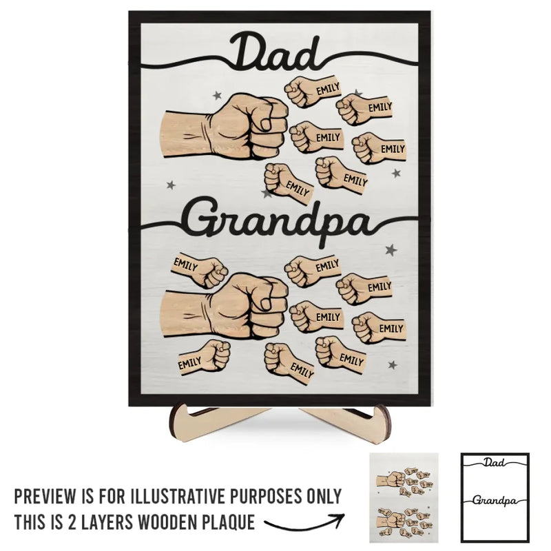 Custom Name Fist Bump Gifts for Dad and Grandpa - Personalized Wooden Plaque