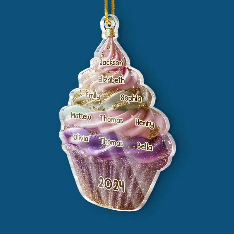 Enjoying Sweet Moments Together - Family Personalized Custom Ornament - Acrylic Custom Shaped - Christmas Gift For Family Members