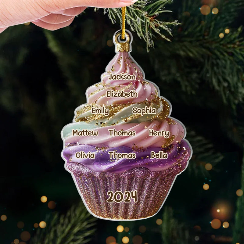 Enjoying Sweet Moments Together - Family Personalized Custom Ornament - Acrylic Custom Shaped - Christmas Gift For Family Members
