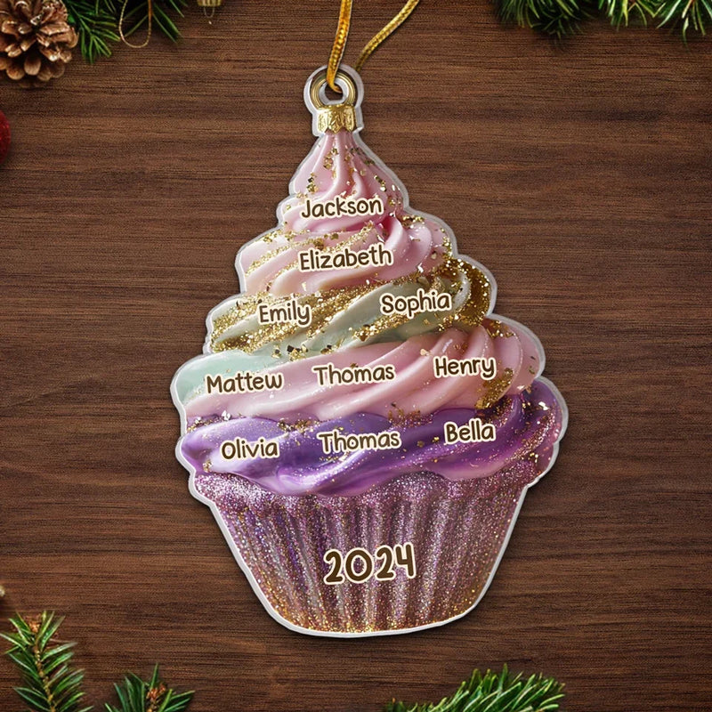 Custom Name Christmas Cupcake Family Gifts - Personalized Ornament