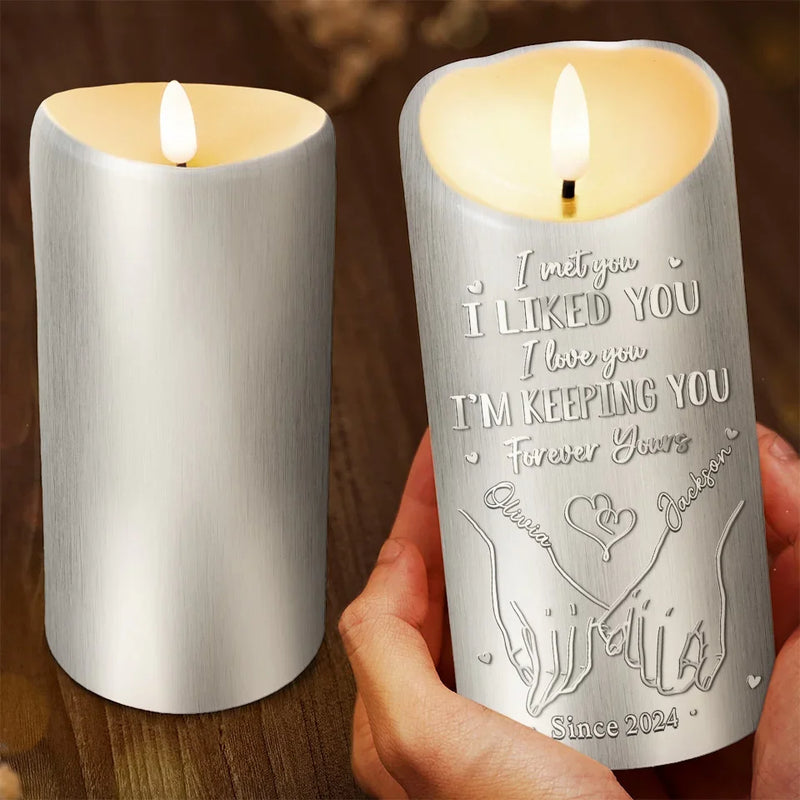 I Don't Need A Perfect Life, Just Your Hand In Mine - Couple Personalized Custom LED Candle - Christmas Gift For Husband Wife, Anniversary
