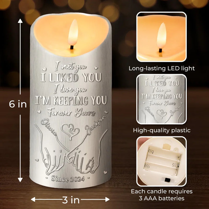 I Don't Need A Perfect Life, Just Your Hand In Mine - Couple Personalized Custom LED Candle - Christmas Gift For Husband Wife, Anniversary
