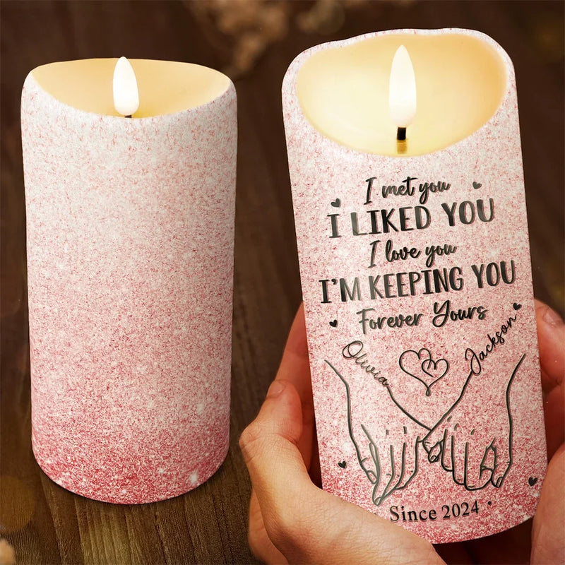I Want To Hold Your Hand Through Every Storm - Couple Personalized Custom LED Candle - Christmas Gift For Husband Wife, Anniversary