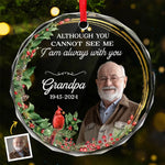 Custom Photo Memorial Grandpa Christmas Gifts - Personalized Glass Ornament
