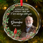 Custom Photo Memorial Grandpa Christmas Gifts - Personalized Glass Ornament