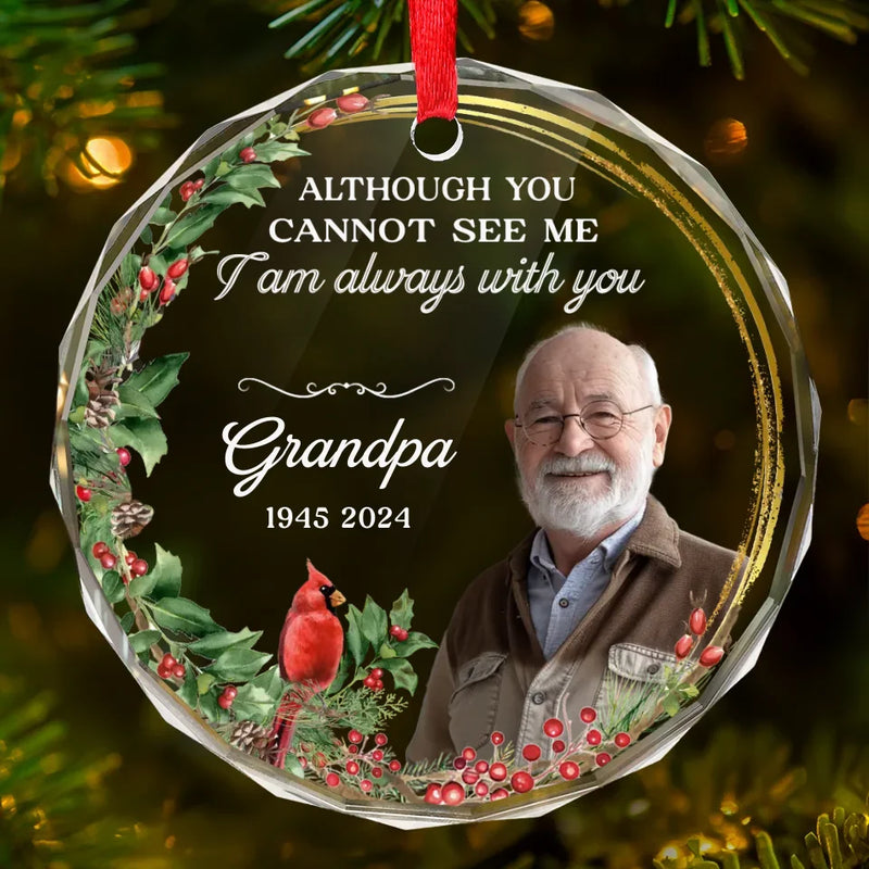 Custom Photo Memorial Grandpa Christmas Gifts - Personalized Glass Ornament