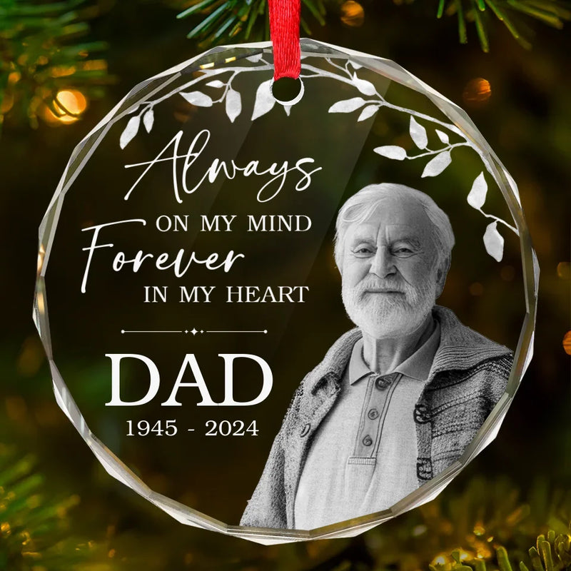 Custom Photo You’re In Our Hearts And Thoughts - Memorial Personalized Custom Circle Glass Ornament - Sympathy Gift, Christmas Gift For Family Members