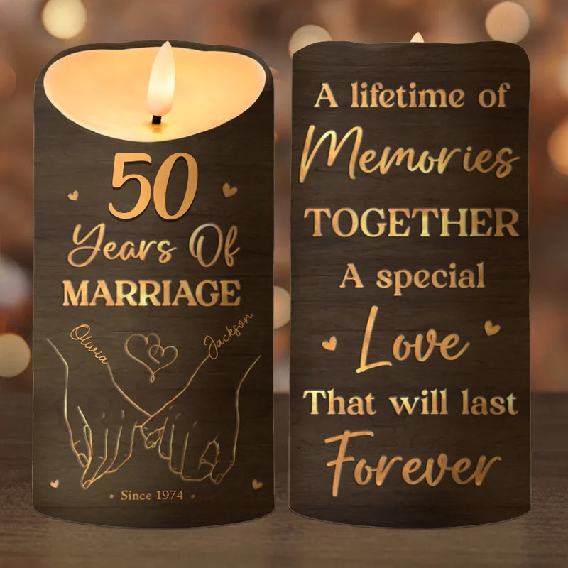 Fingers Entwined, Hearts Aligned - Couple Personalized Custom LED Candle - Christmas Gift For Husband Wife, Anniversary