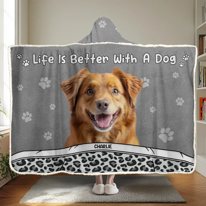 Custom Photo Life Is Better With Fur Babies - Dog & Cat Personalized Custom Snuggle Blanket, Hoodie Blanket - Christmas Gift For Pet Owners, Pet Lovers