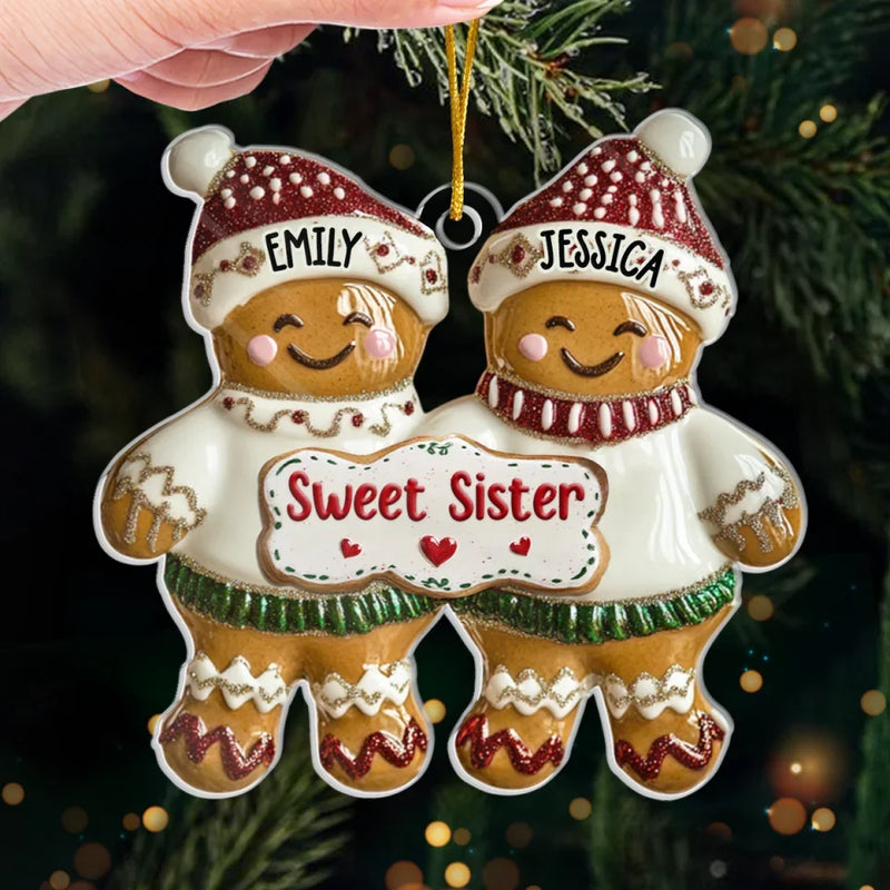 Custom Name Gingerbread Sister Christmas Gifts - Personalized Ornament