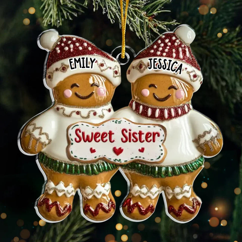 Custom Name Gingerbread Sister Christmas Gifts - Personalized Ornament