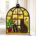 Custom Name Cat Window Scene Decor - Personalized Suncatcher Ornament