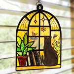 Custom Name Cat Window Scene Decor - Personalized Suncatcher Ornament