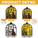 Custom Name Cat Window Scene Decor - Personalized Suncatcher Ornament