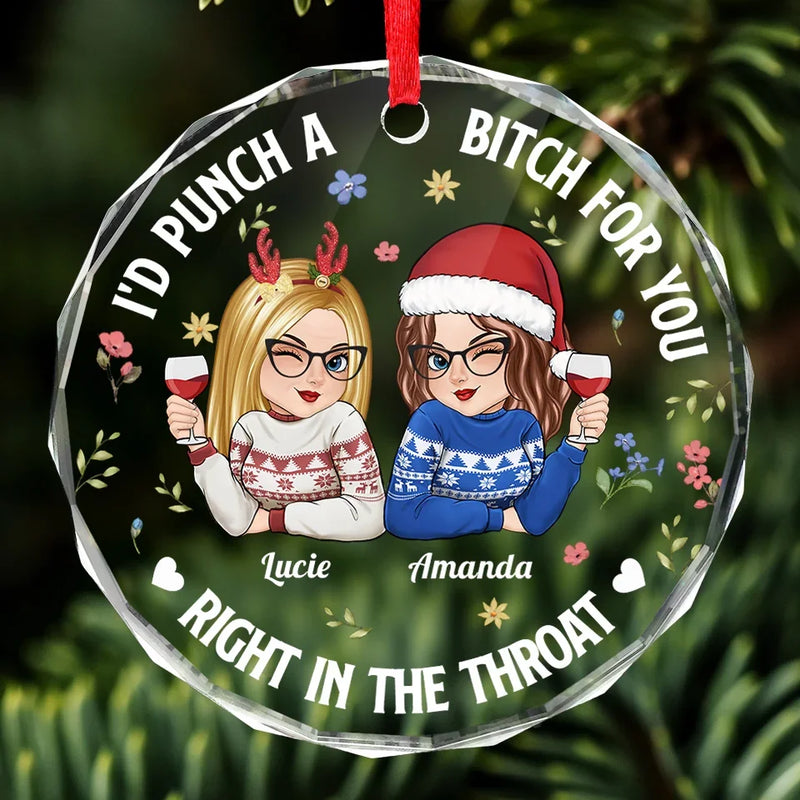 Besties Make Life Sweeter - Bestie Personalized Custom Circle Glass Ornament - Christmas Gift For Best Friends, BFF, Sisters