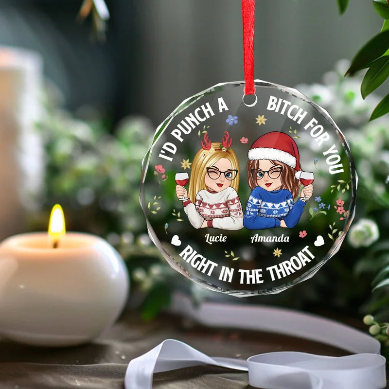 Custom Name Funny Christmas Gifts for Best Friends - Personalized Glass Ornament