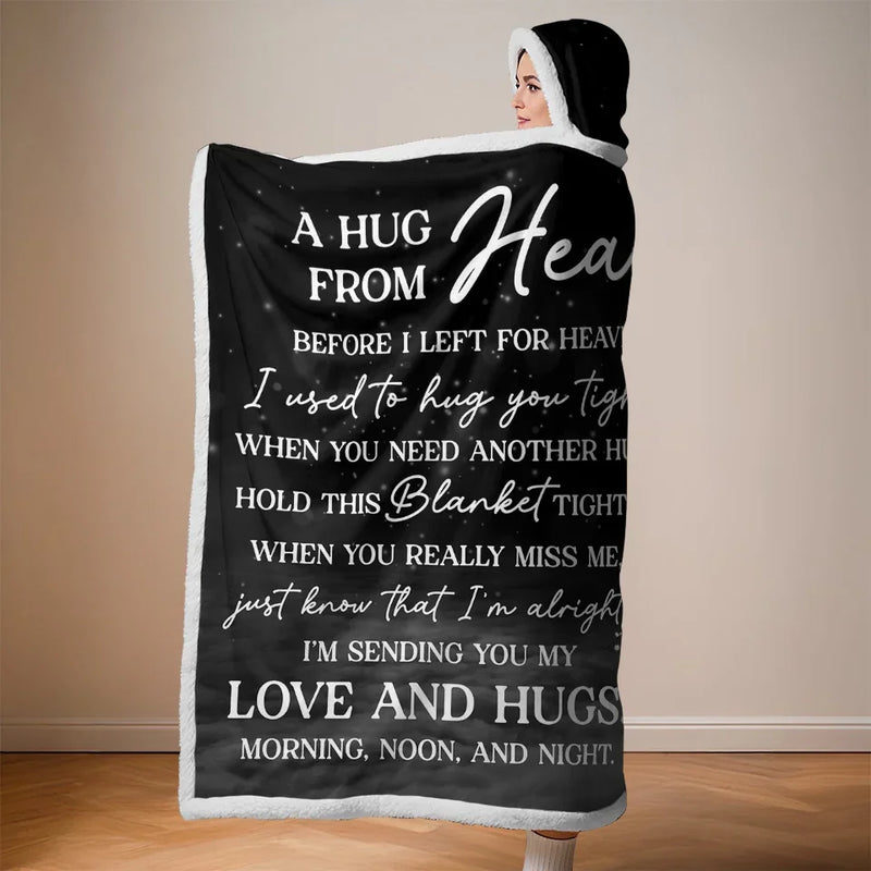 Custom Photo A Hug From Heaven - Memorial Personalized Custom Snuggle Blanket, Hoodie Blanket - Sympathy Gift, Christmas Gift For Family Members