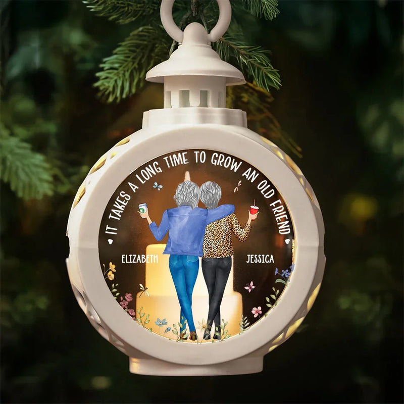 True Friends Are Always There - Bestie Personalized Custom Candlelight Lantern Ornament - Christmas Gift For Best Friends, BFF, Sisters