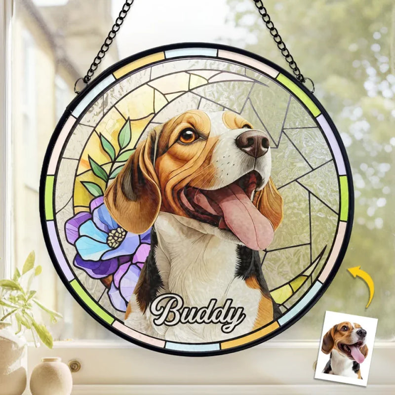 Custom Photo Forever In My Heart, You Will Always Be My Friend - Memorial Personalized Custom Stained Glass Window Hanging Suncatcher - Sympathy Gift For Pet Owners, Pet Lovers