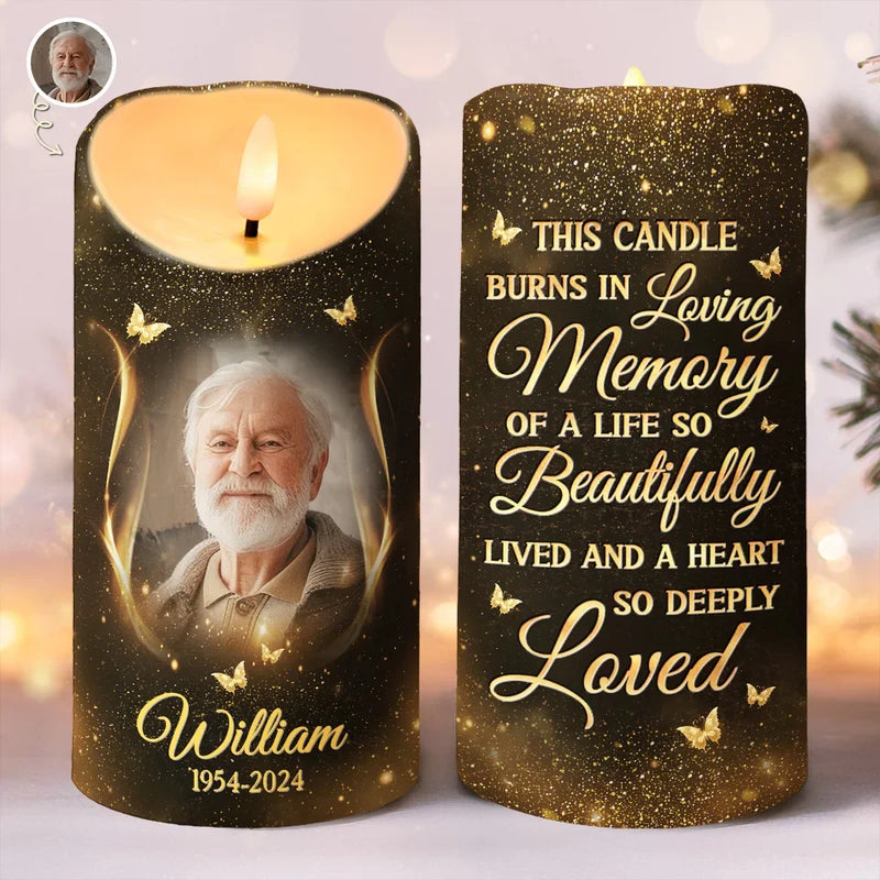 Custom Photo Love Is A Light That Never Dims - Memorial Personalized Custom LED Candle - Sympathy Gift, Christmas Gift For Family Members