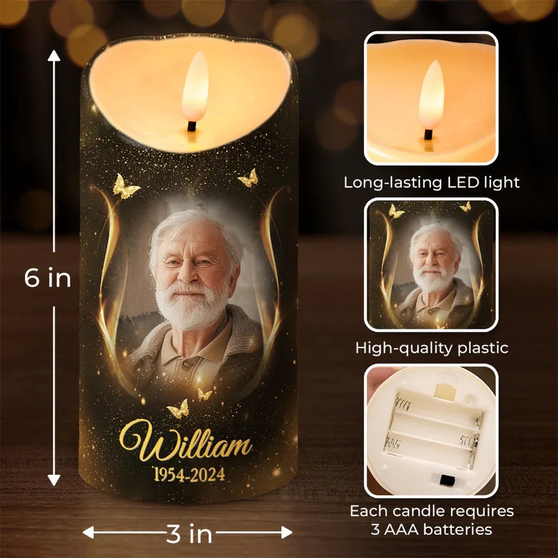 Custom Photo Love Is A Light That Never Dims - Memorial Personalized Custom LED Candle - Sympathy Gift, Christmas Gift For Family Members