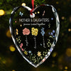 A Mom’s Heart Is A Bouquet Of Kindness - Family Personalized Custom Heart Glass Ornament - Christmas Gift For Mom, Daughter