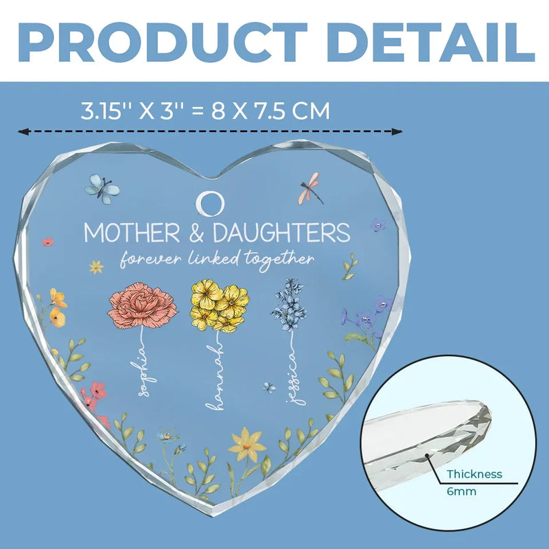 A Mom’s Heart Is A Bouquet Of Kindness - Family Personalized Custom Heart Glass Ornament - Christmas Gift For Mom, Daughter