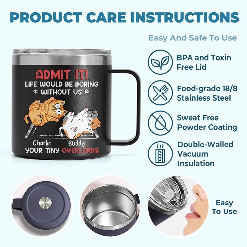 Keep Calm And Rub The Belly - Dog & Cat Personalized Custom 14oz Stainless Steel Tumbler With Handle - Christmas Gift For Pet Owners, Pet Lovers