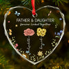 A Mom’s Heart Is A Bouquet Of Kindness - Family Personalized Custom Heart Glass Ornament - Christmas Gift For Mom, Daughter