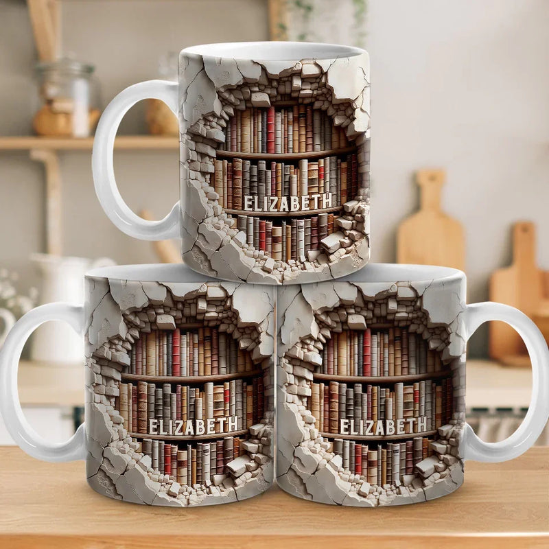 Custom Name Bookshelf Gifts for Book Lovers - Personalized Mugs