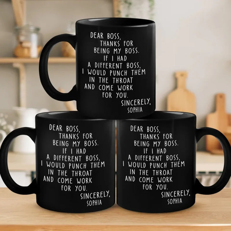 There Is Only One Boss- Coworker Personalized Custom Black Mug - Christmas Gift For Coworkers, Work Friends, Colleagues