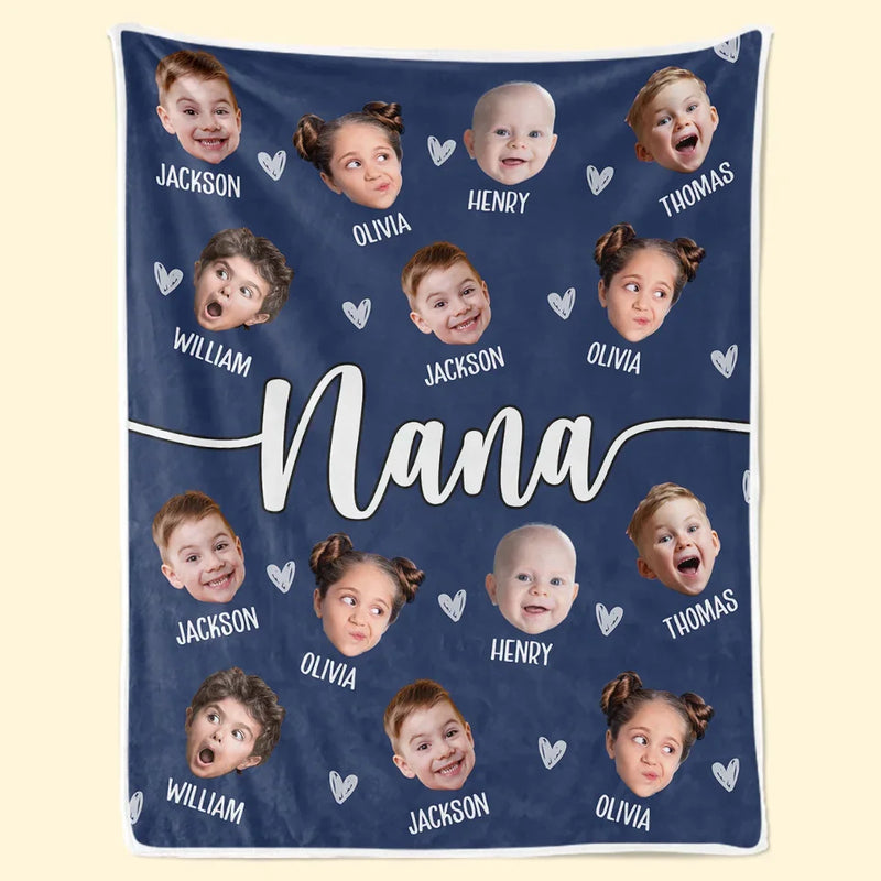 Custom Grandkids Photo Gifts for Grandma - Personalized Blanket