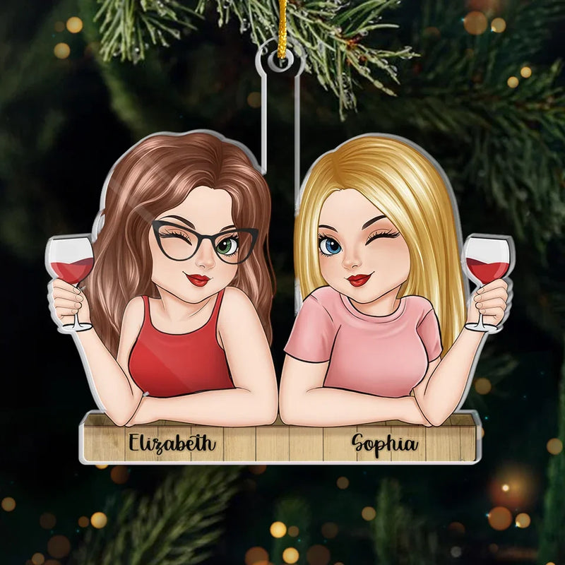 Good Vibes And Even Better Friends - Bestie Personalized Custom Ornament - Acrylic Custom Shaped - Christmas Gift For Best Friends, BFF, Sisters