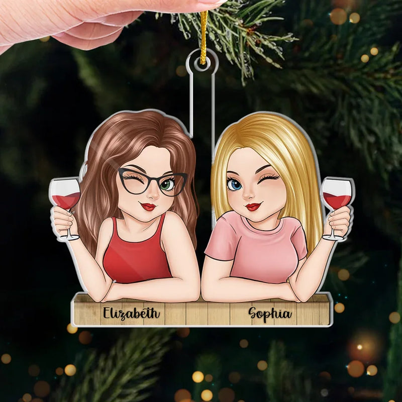 Good Vibes And Even Better Friends - Bestie Personalized Custom Ornament - Acrylic Custom Shaped - Christmas Gift For Best Friends, BFF, Sisters