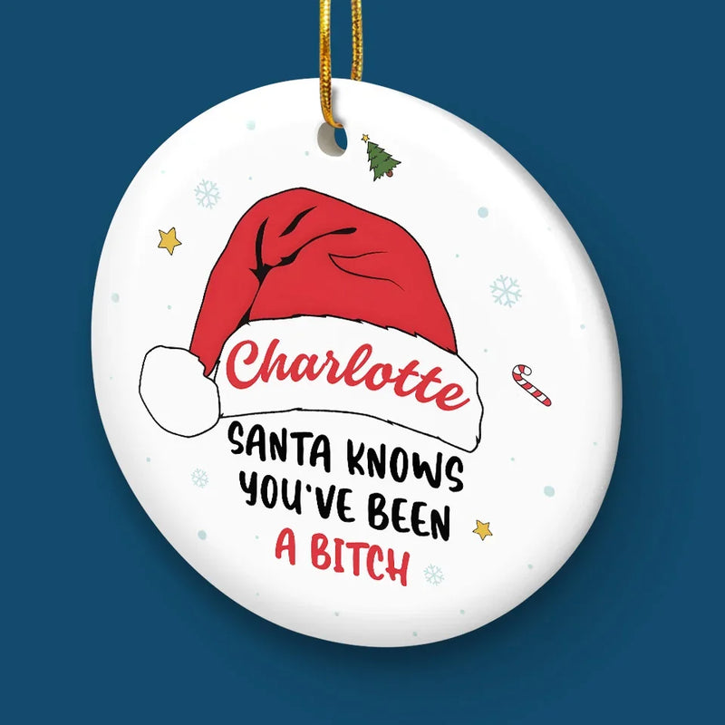 Santa Knows What’s On Your Mind, But I Know What’s In Your Heart - Friend Personalized Custom Ornament - Ceramic Round Shaped - Christmas Gift For Best Friends, Sisters, Family Members, Coworkers