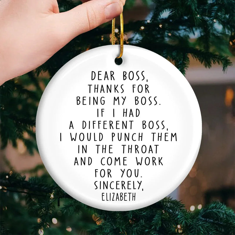 Custom Name Funny Christmas Gifts for Boss - Personalized Ceramic Ornament