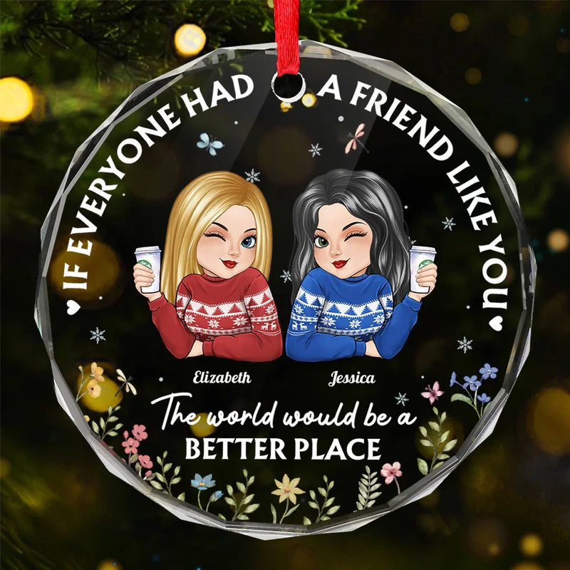 Custom Name Best Friend Christmas Gifts for Women - Personalized Glass Ornament