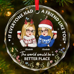Custom Name Best Friend Christmas Gifts for Women - Personalized Glass Ornament