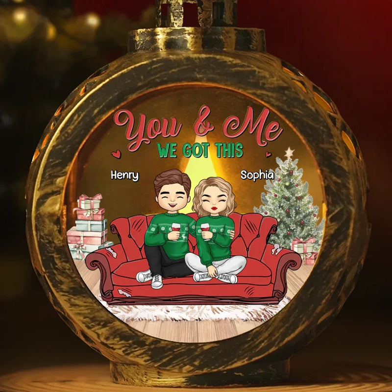 You And Me And The Fur Babies - Dog & Cat Personalized Custom Candlelight Lantern Ornament - Christmas Gift For Couple, Husband Wife, Pet Owners, Pet Lovers