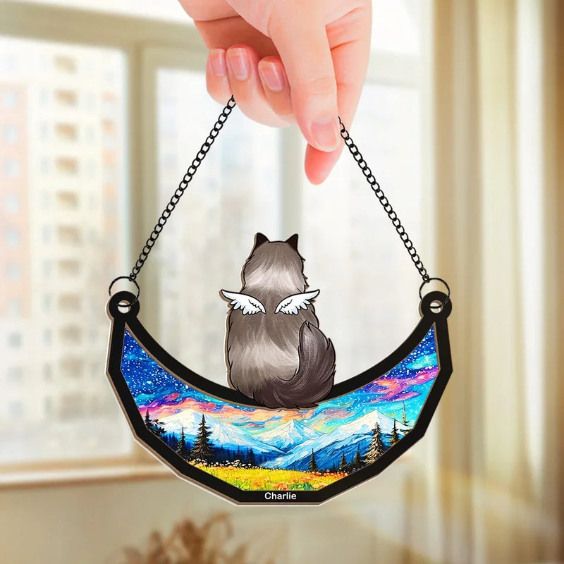 A True Friend Leaves Paw Prints That Last Forever - Memorial Personalized Window Hanging Suncatcher - Sympathy Gift For Pet Owners, Pet Lovers