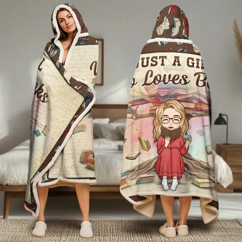 My Happy Place Is Between The Pages Of A Book - Personalized Custom Snuggle Blanket, Hoodie Blanket - Christmas Gift For Book Lovers
