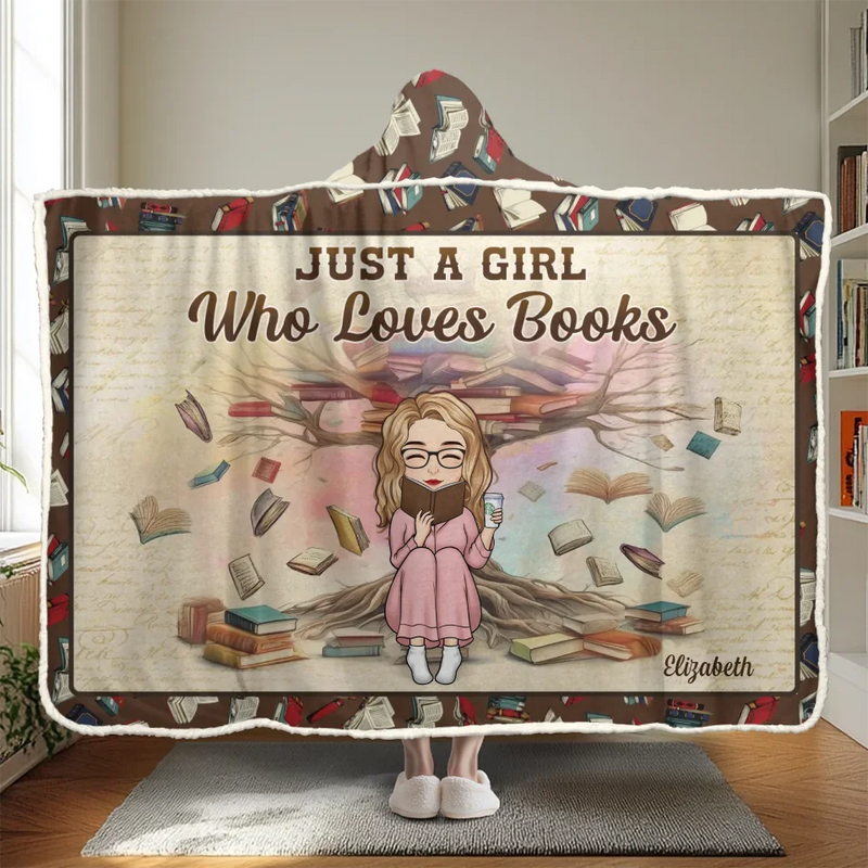My Happy Place Is Between The Pages Of A Book - Personalized Custom Snuggle Blanket, Hoodie Blanket - Christmas Gift For Book Lovers