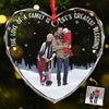 Custom Photo The Love Between Family Is Forever - Family Personalized Custom Heart Glass Ornament - Christmas Gift For Family Members