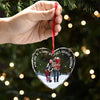 Custom Photo The Love Between Family Is Forever - Family Personalized Custom Heart Glass Ornament - Christmas Gift For Family Members
