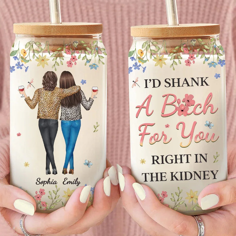 Partners In Crime And Everything Fine - Bestie Personalized Custom Glass Cup, Iced Coffee Cup - Christmas Gift For Best Friends, BFF, Sisters